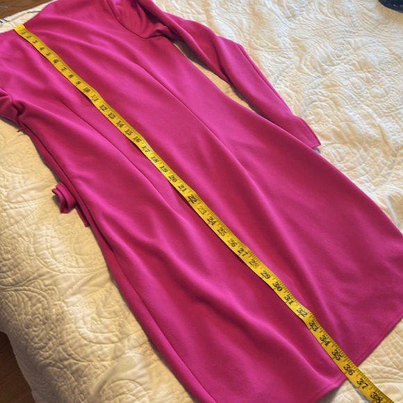 Katie May Next Round Plunge Neck Long Sleeve Mini Crepe Dress Hot Pink Medium - Picture 13 of 13